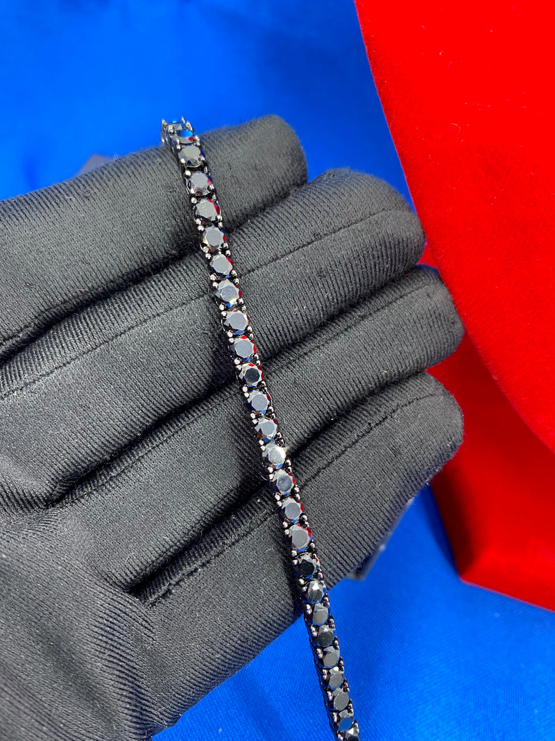 Black Tennis Bracelets 4mm (Black Stones)