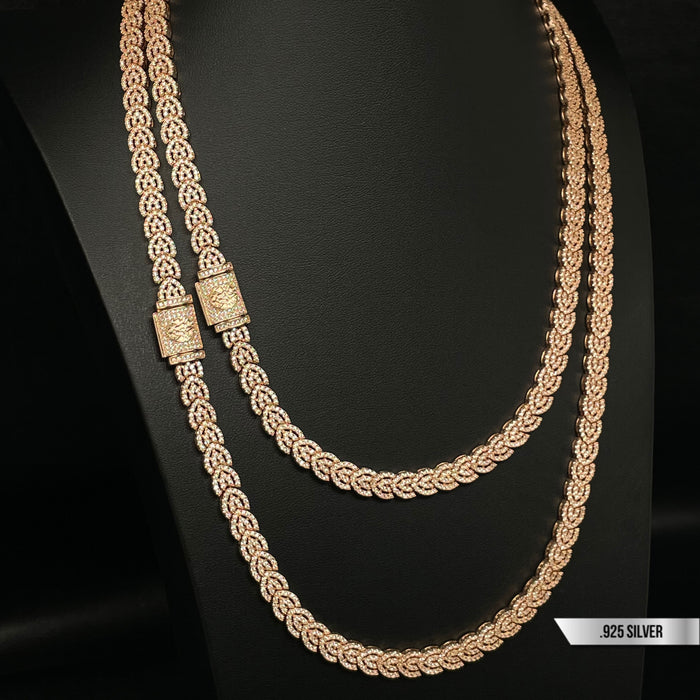 Cadena Fancy Diamond Prong 9MM Oro Rosado - Elite Jewelry Store 