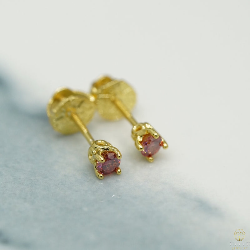 Dormilona Moissanite Rojo 3mm (Pequeña)