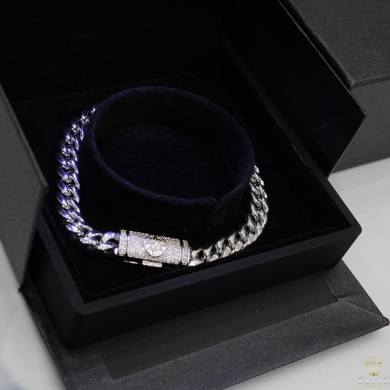 Pulsera Cubana / Con Cierre Moissanite 8mm