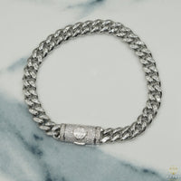Pulsera Cubana / Con Cierre Moissanite 8mm
