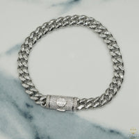 Pulsera Cubana / Con Cierre Moissanite 8mm - Elite Jewelry Store 