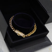 Pulsera Cubana / Con Cierre Moissanite 8mm