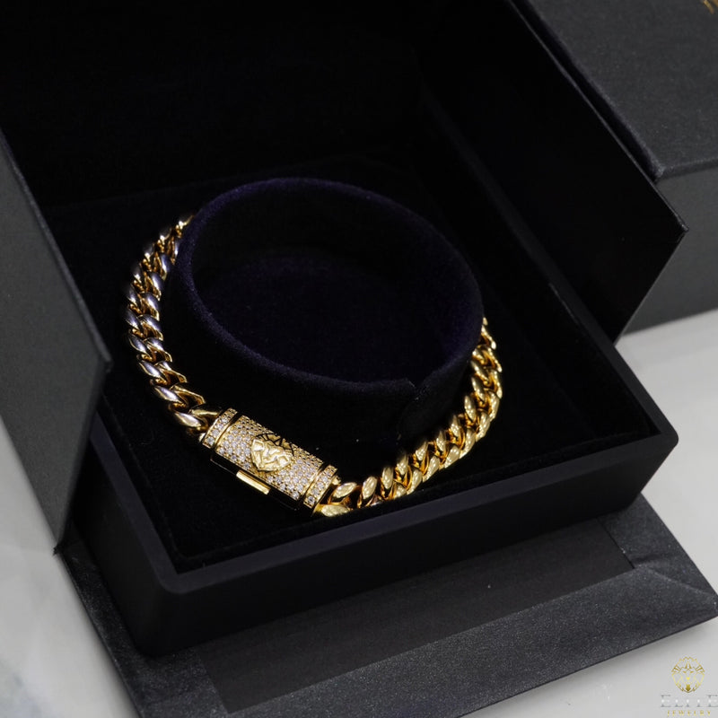 Pulsera Cubana / Con Cierre Moissanite 8mm