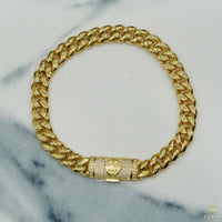 Pulsera Cubana / Con Cierre Moissanite 8mm
