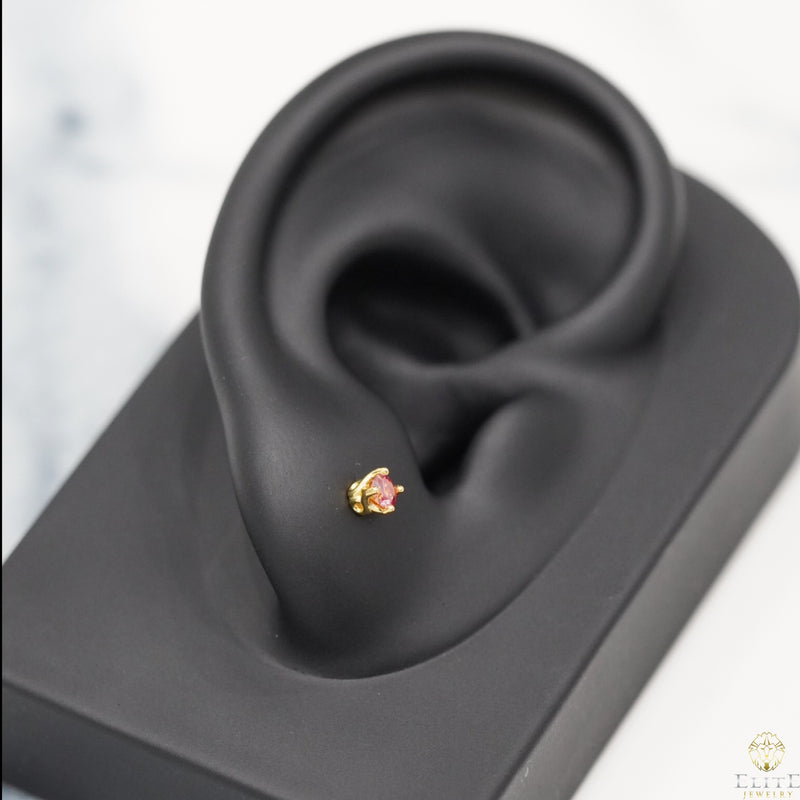 Dormilona Moissanite Rojo 3mm (Pequeña)