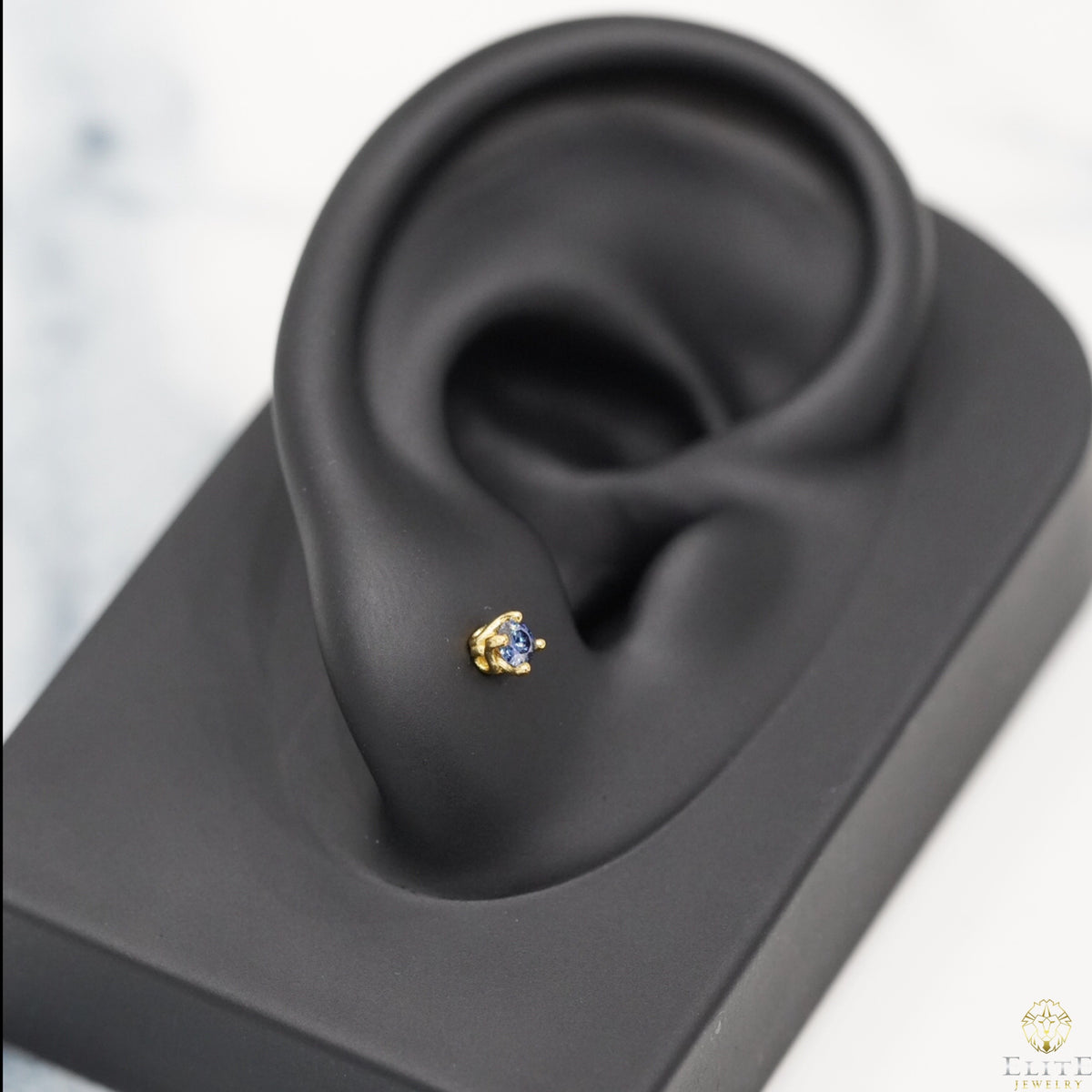 Dormilona Moissanite Azul 3mm (Pequeña)