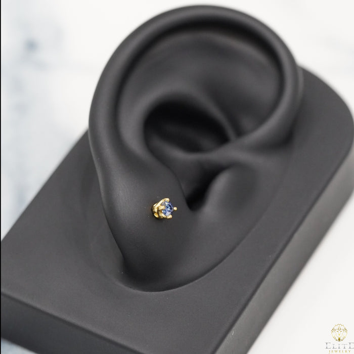 Dormilona Moissanite Azul 3mm (Pequeña)