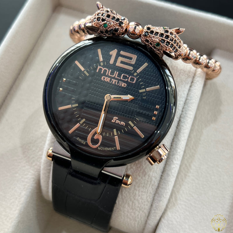 Mulco Couture Negro 46mm + Set de Cubana 8mm y Pantallas Moissanite