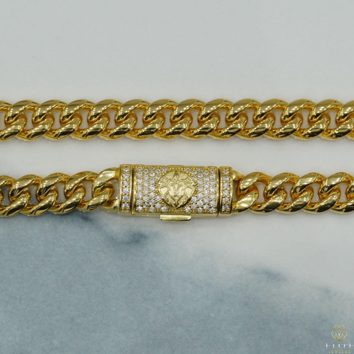 Cadena Cubana / Cierre Con Moissanite 8mm