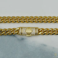 Cadena Cubana / Cierre Con Moissanite 8mm