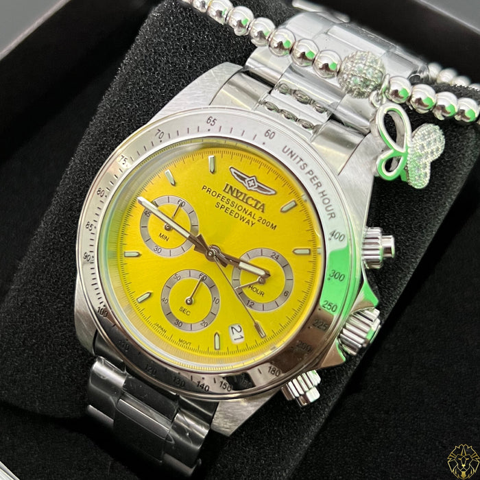Invicta Speedway Plata & Amarillo 40mm (Damas)