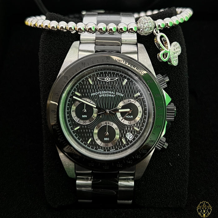 Invicta Speedway Negro & Plata 40mm (Damas)