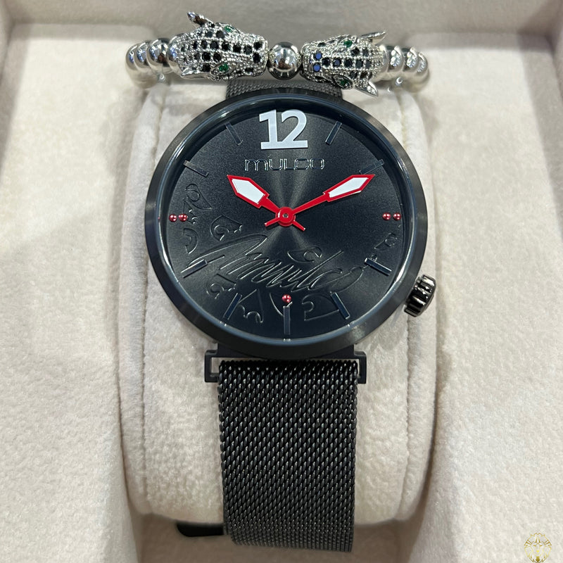 Mulco Iconic Mesh Negro & Rojo 42mm (Unisex)